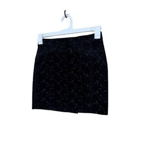 Betsey Johnson Vintage Black Corduroy Embroidered Mini Skirt Size 4 NWT